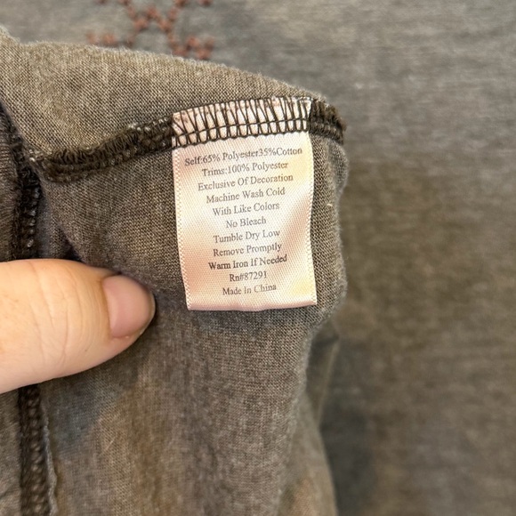 Johnny Was Embroidered Blouse Small Brown Cotton Blend Bohemian - Picture 5 of 5